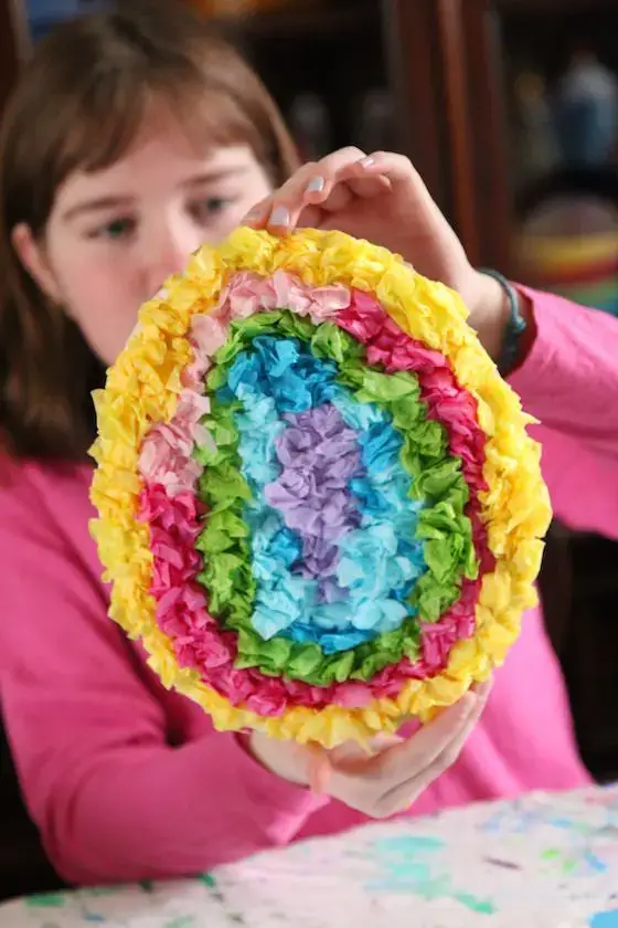 Easy To Make Easter Egg Tissue Paper Craft For Kids