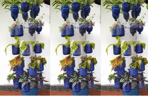 Easy To Recycle Plastic bottles Into beautiful Tower Garden DIY Plastic Bottle Planter Ideas