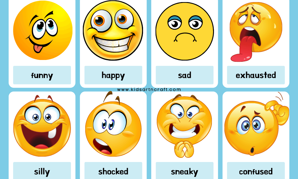 Emotions Flashcards For Kids- Free Printable - Kids Art &amp; Craft