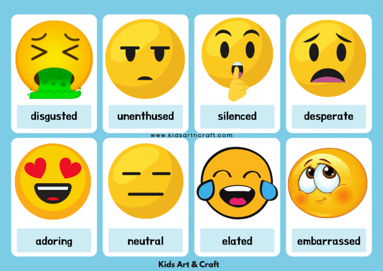 Emotions Flashcards For Kids- Free Printable - Kids Art &amp; Craft