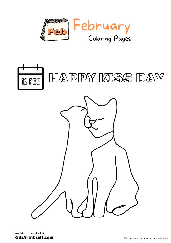 Kiss Day Coloring Pages For Kids – Free Printables