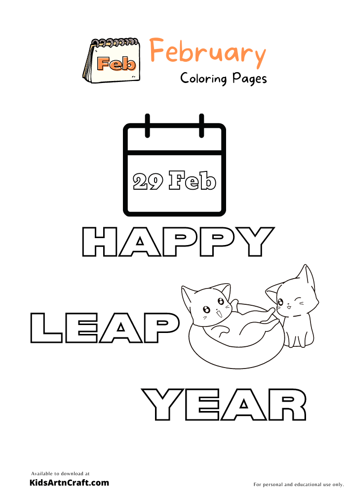 Leap Year Coloring Pages For Kids – Free Printables