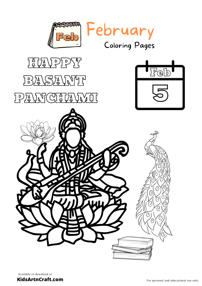 Basant Panchami Coloring Pages For Kids – Free Printables