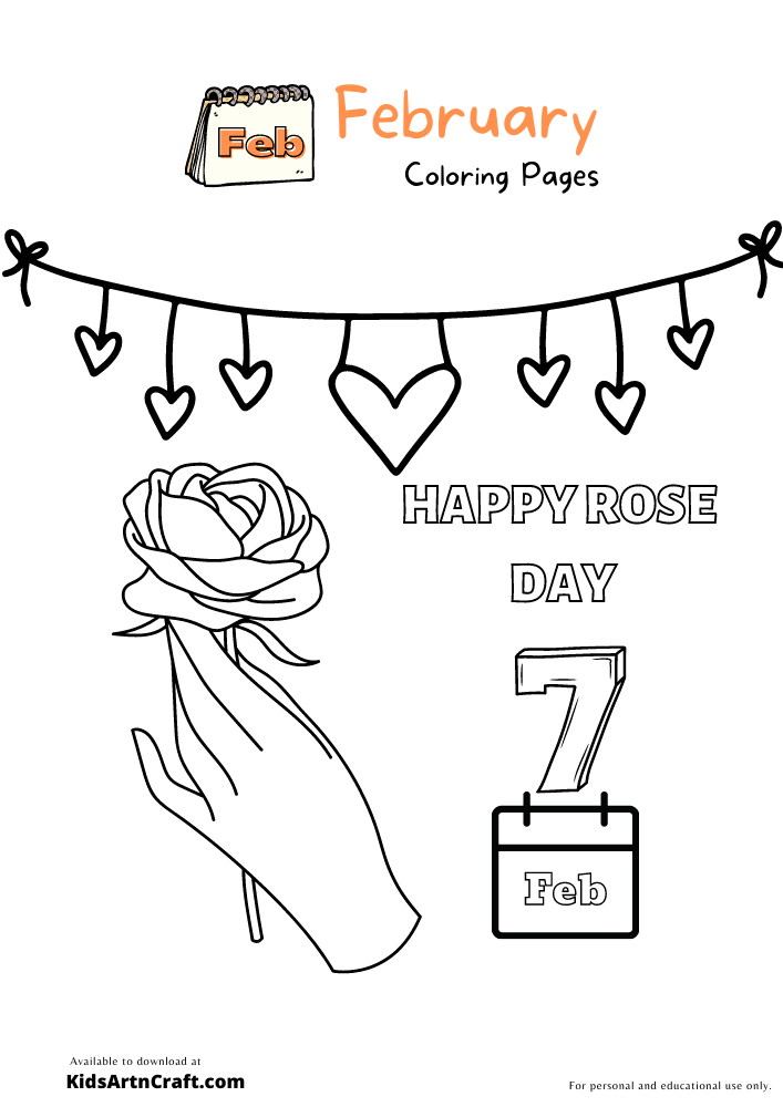 Rose Day Coloring Pages For Kids – Free Printables