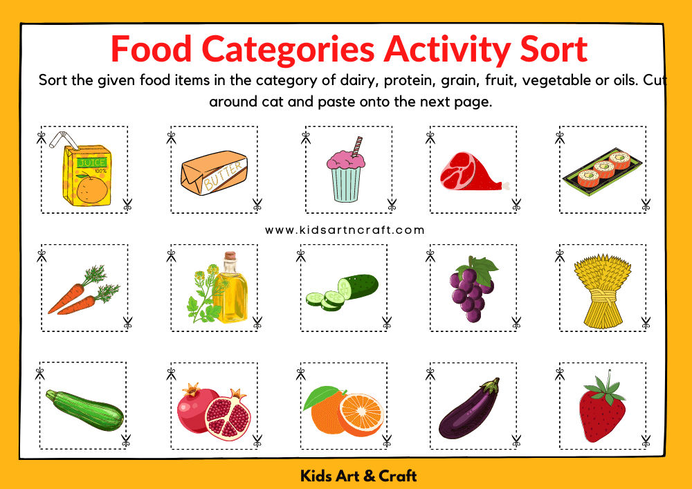 Food Categories Activity Sorting Free Printable Worksheets- 3