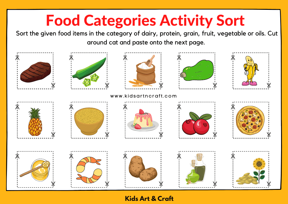 Food Categories Activity Sorting Free Printable Worksheets- 5