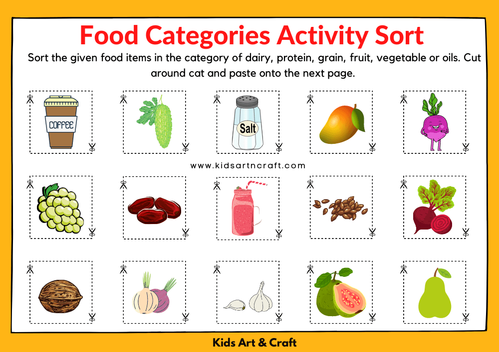 Food Categories Activity Sorting Free Printable Worksheets- 7