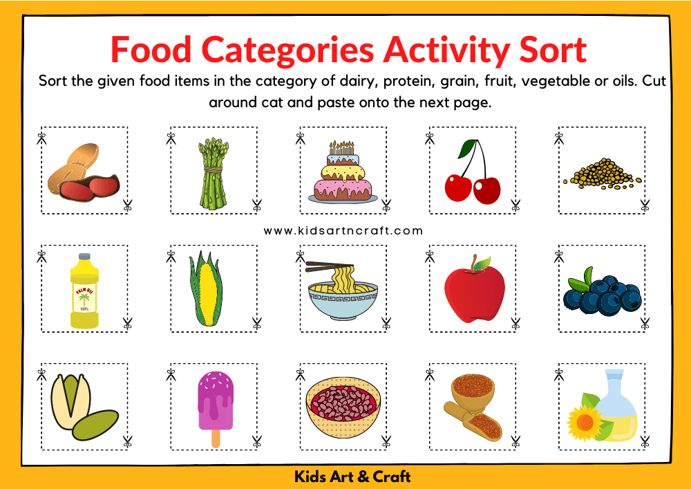 Food Categories Activity Sorting Free Printable Worksheets- 9