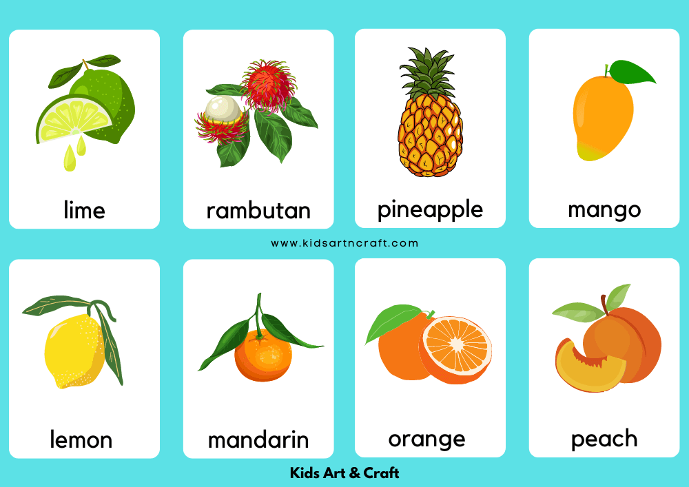 Fruit Flashcards For Toddlers