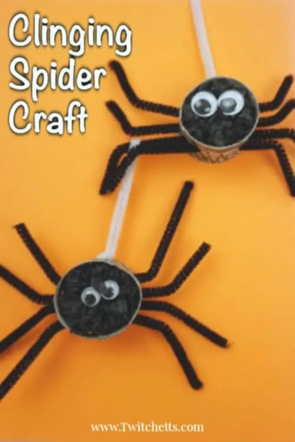 Fun Clinging Spider Craft Using Crepe Papers