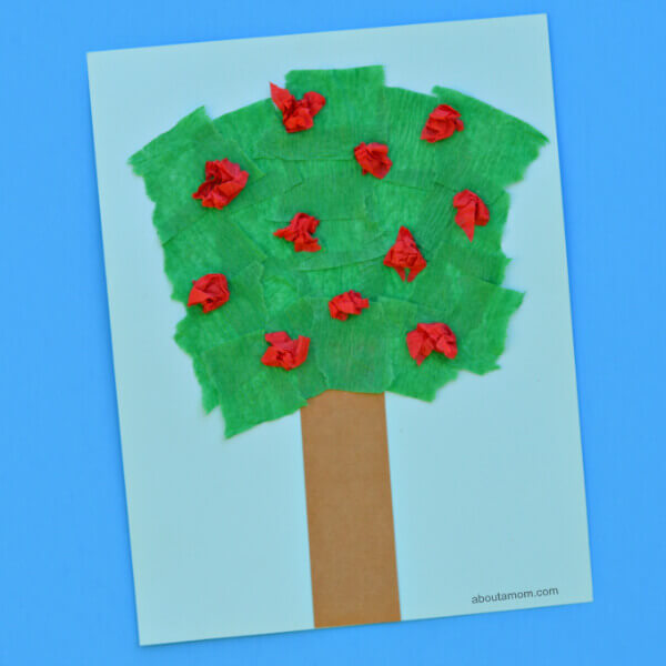 Fun Crepe Paper Apple Tree Craft Activity For Preschoolers