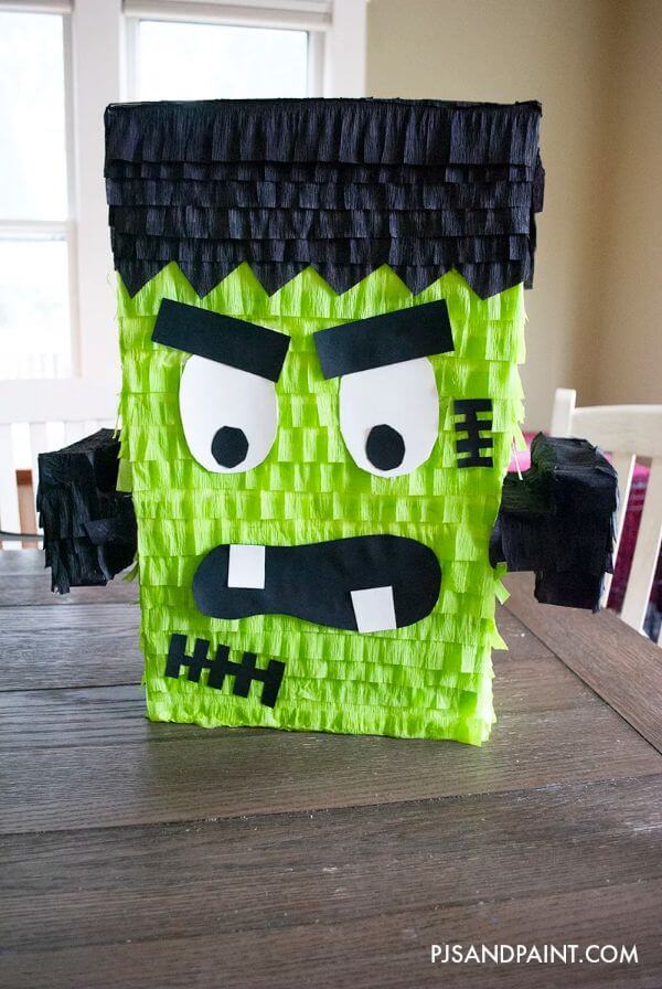 DIY Frankenstein Pinata Tutorial For Halloween Festival Cardboard Craft