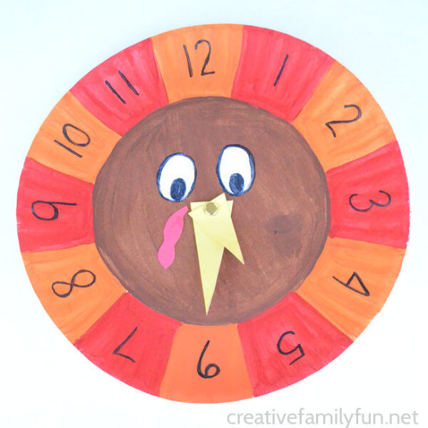 Fun Turkey Clock Paper Plate Craft Activity For Kids