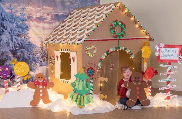 Giant Gingerbread Christmas House Craft With Cardboard