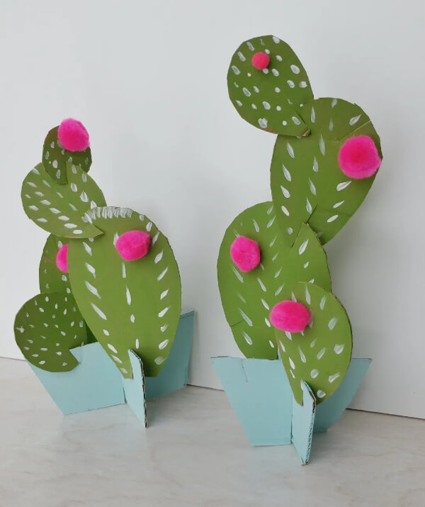 Handmade Cactus Craft With Cardboard