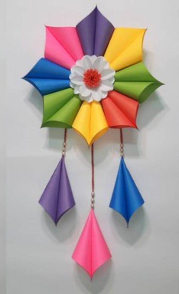 Handmade Origami Wall Hanging Flower Craft With Paper