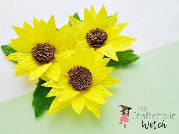 Handmade Sunflower Craft Tutorial With Crepe Paper