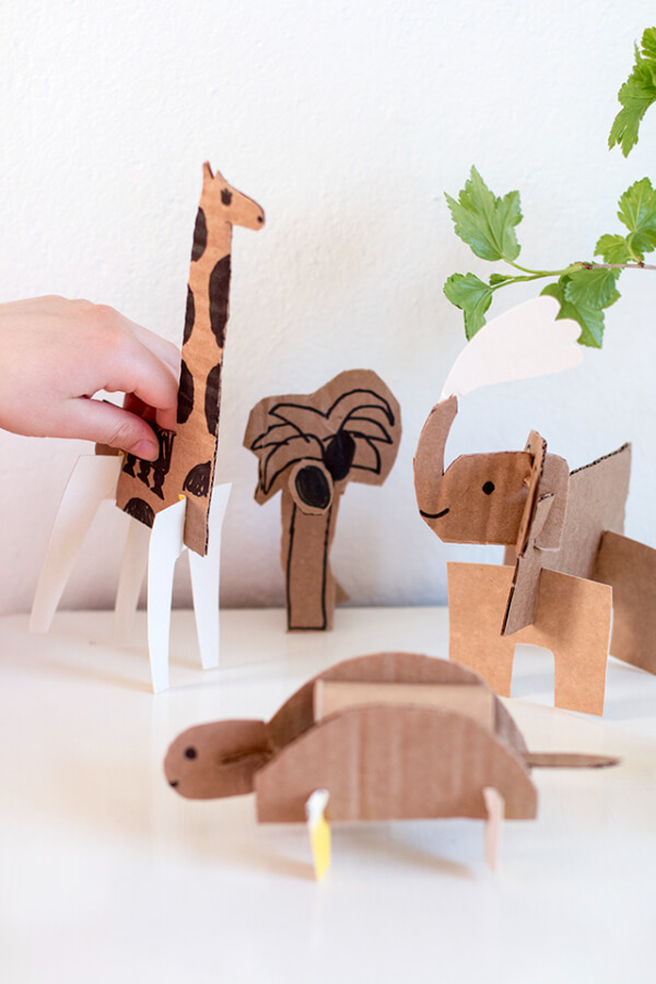 Handmade Zoo Animal Cardboard Craft For Kids
