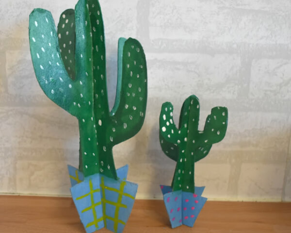 Homemade Cactus Craft With Cardboard For Kids