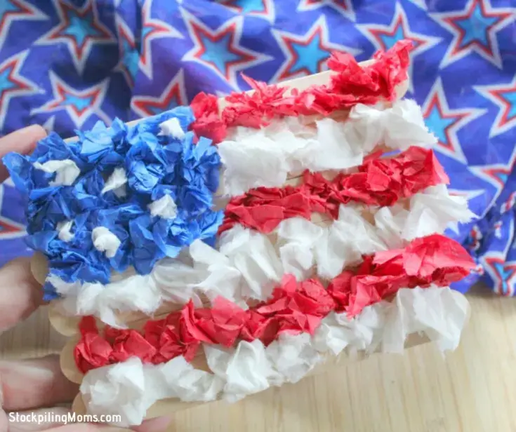 How To Make Tissue Paper Craft Stick Flag For Kids