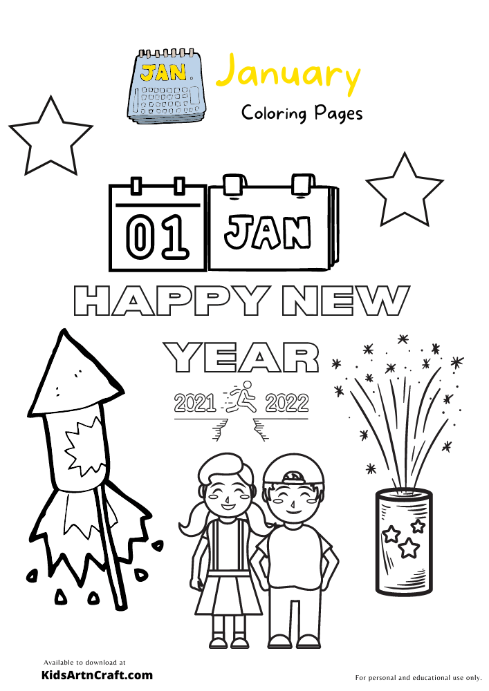 January Coloring Pages For Kids 
