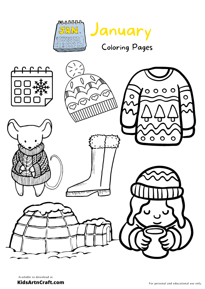 January Coloring Pages For Kids 
