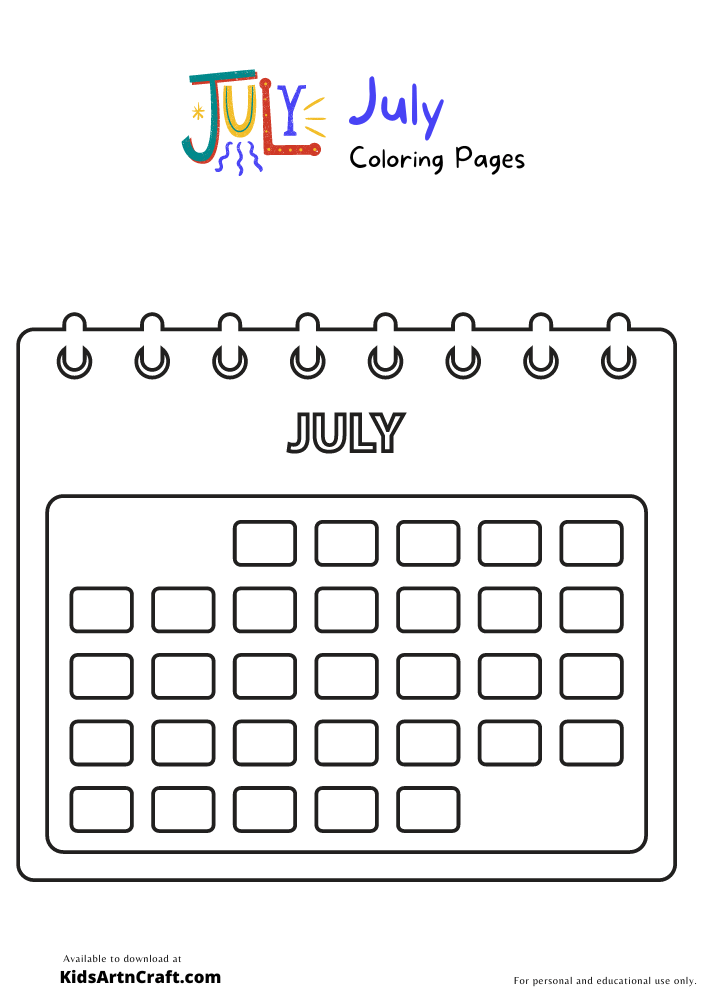 July Coloring Pages For Kids – Free Printables