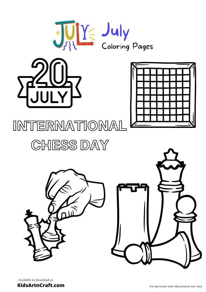 International Chess Day Coloring Pages For Kids – Free Printables