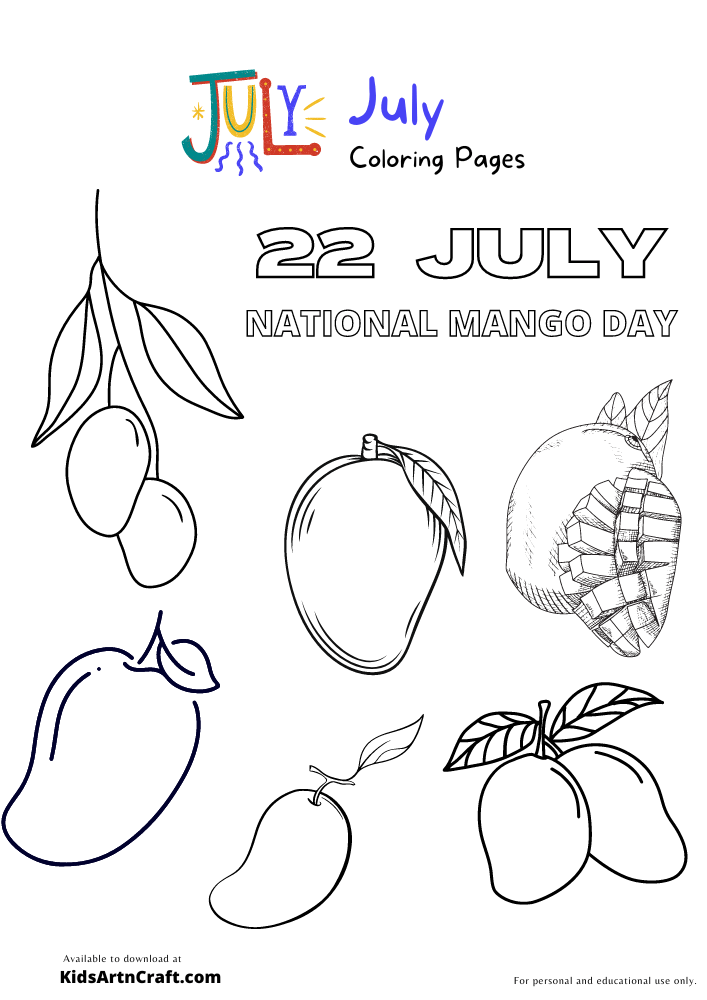 National Mango Day Coloring Pages For Kids – Free Printables