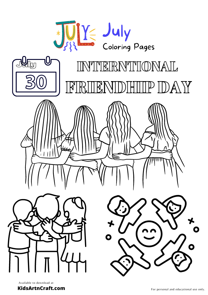 International Friendship Day Coloring Pages For Kids – Free Printables