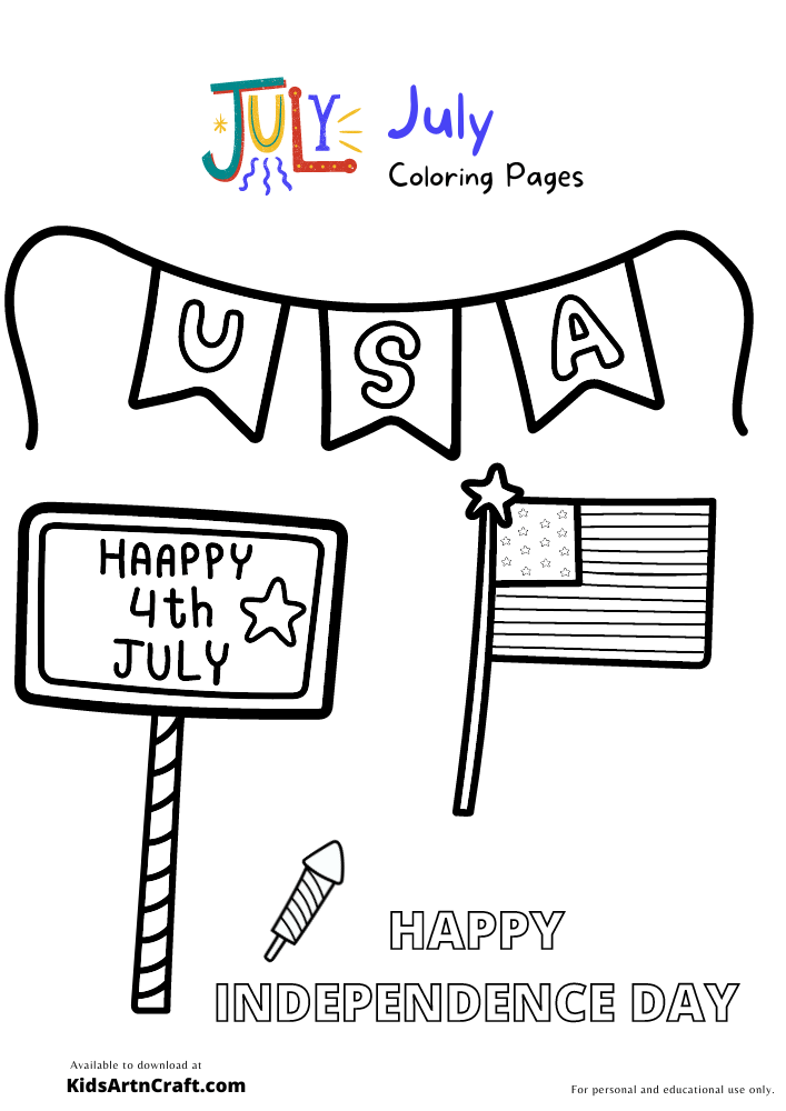 USA Independence Day Coloring Pages For Kids – Free Printables