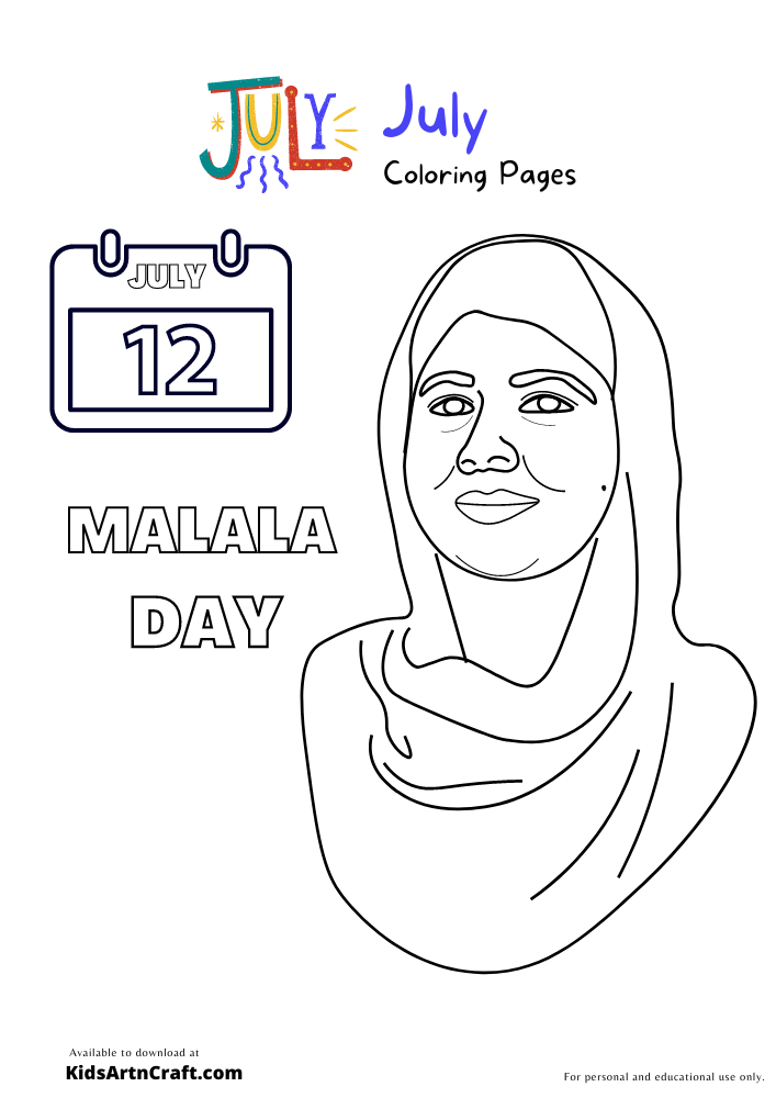 Malala Day Coloring Pages For Kids – Free Printables