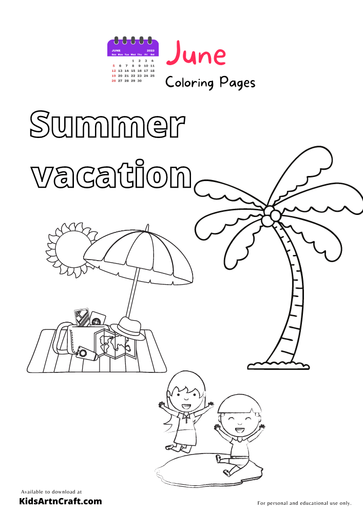 Summer Vacation Coloring Pages For Kids – Free Printables