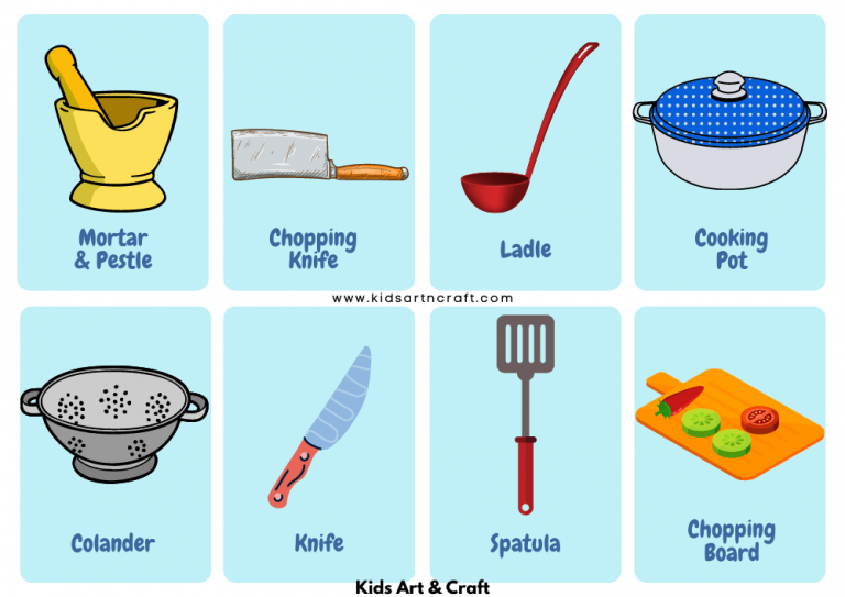 Kitchen Objects Flashcards Download FREE Printable Kids Art & Craft