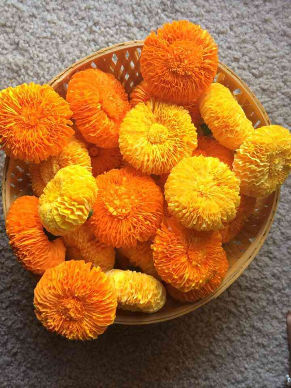 Marigold Flower Decoration Ideas With Crepe Paper