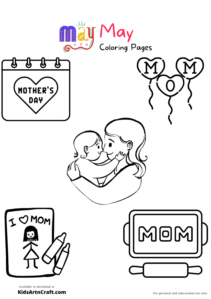 Mother's Day Decoration Coloring Pages For Kids – Free Printables