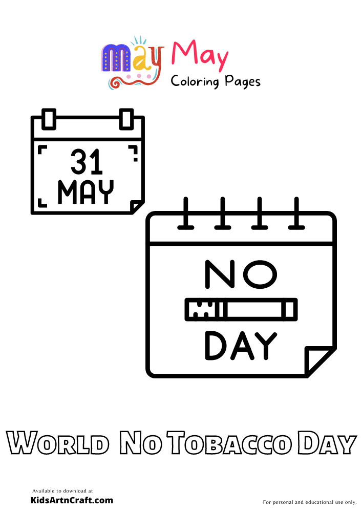 World No Tobacco Day Coloring Pages For Kids – Free Printables
