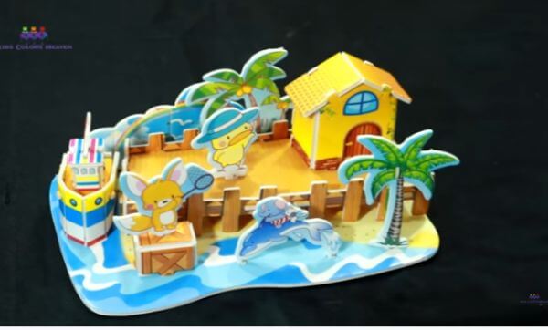 Miniature Beach Dollhouse Craft Using Cardboard
