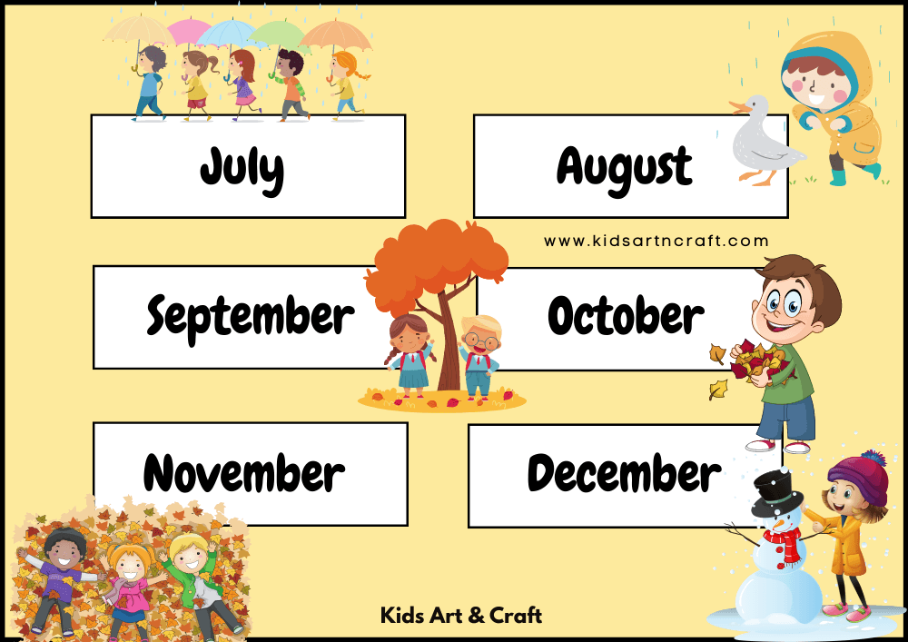 Month Name Flashcards for Kids
