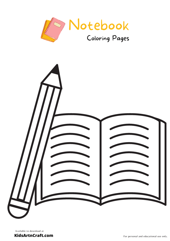 Notebook & Diary Coloring Pages For Kids – Free Printables