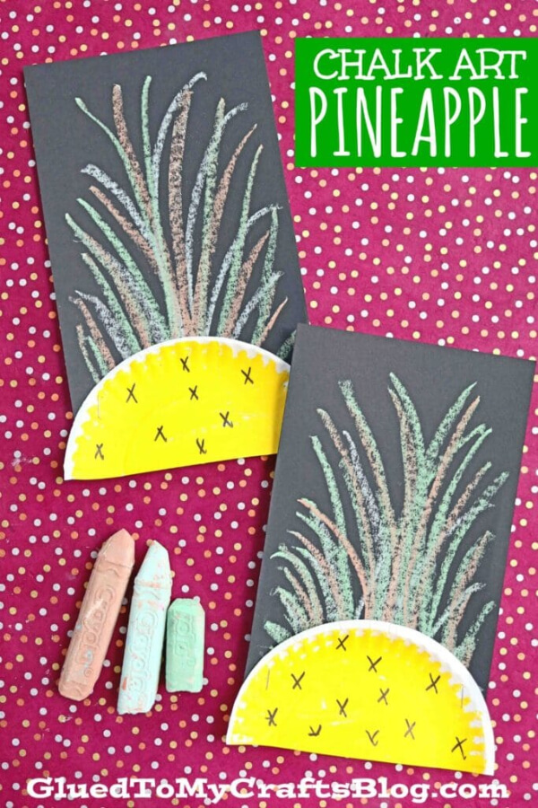 Paper Plate & Chalk Art Pineapple For Kids At School