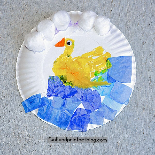 Paper Plate Handprint Duck Bird Craft For Kids