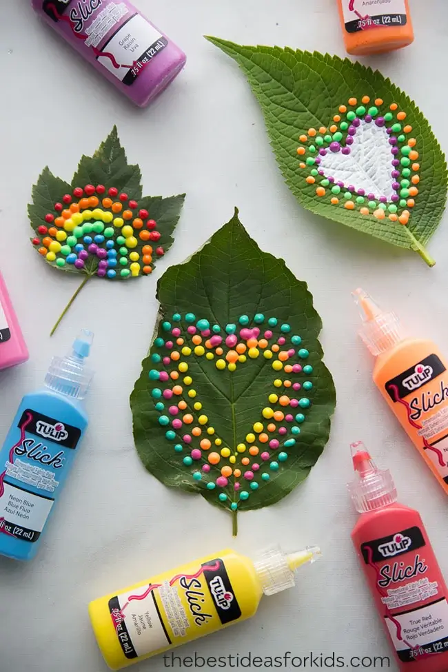 Leaf Painting Art & Craft Ideas Puffy Painted Leaves Craft For Kids