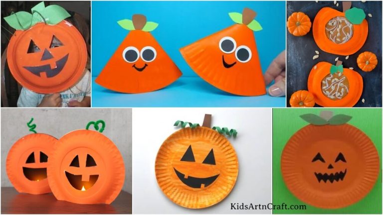 Pumpkin Paper Plate Crafts for Kids - Kids Art & Craft