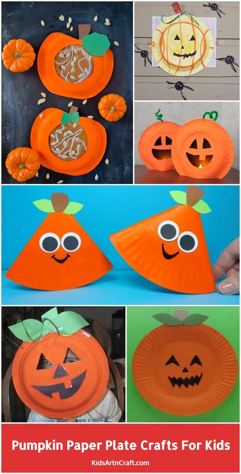 Pumpkin Paper Plate Crafts for Kids - Kids Art & Craft