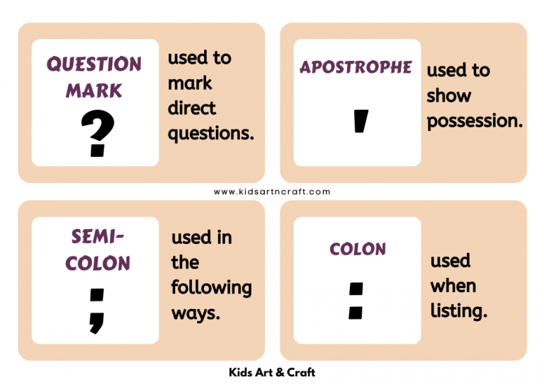 Punctuation Flashcards For Kindergarten- Free Printable - Kids Art & Craft