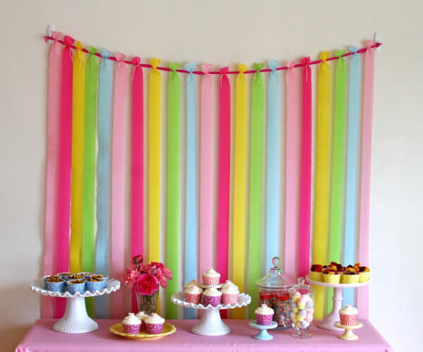 Rainbow Party Decoration For Birthday Using Crepe Paper