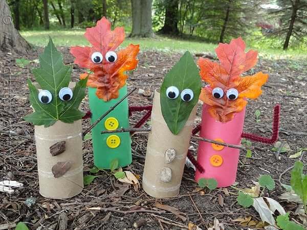 Leaf Art & Craft Idea For Decoration Recycled Cardboard Finger Puppet Craft Using Fall Leaf