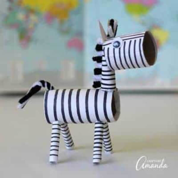 Recycled Zebra Zoo Lovers Day Craft With Cardboard For Kids