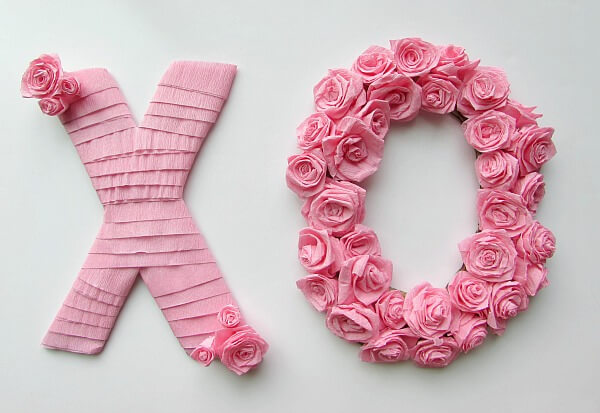 Ruffle Letters Crepe Paper Flowers Decoration Craft Ideas For Valentine's Day